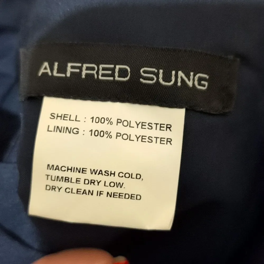 NWT Alfred Sung Maxi Dress Midnight Blue One Shoulder Gown Size 10 - Picture 7 of 14